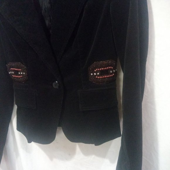 Women's Black Suit Coat With 2 Pocket 1 Button Ladies Office Long Sleeve Suit - Picture 4 of 10